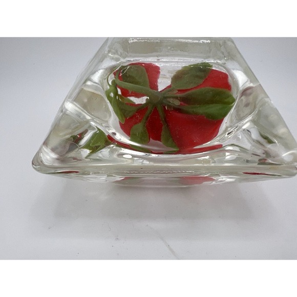 Vintage Decorative‎ Clear Red Rose Tabletop Square Paperweight - Picture 5 of 9